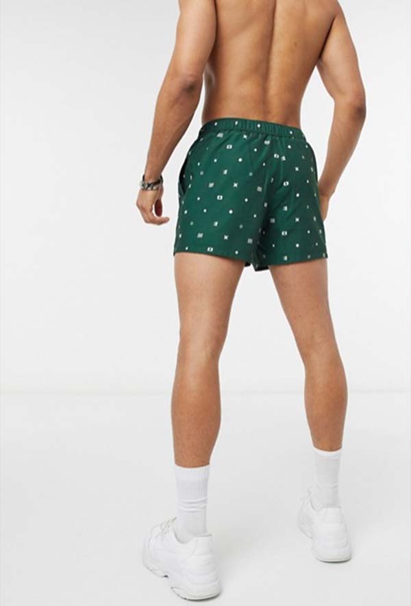 エイソス asos ASOS カーキ スイムショーツ ディジー プリント ショートパンツ 水着　メンズ インポート 大きいサイズあり 流行 最新 メンズカジュアル