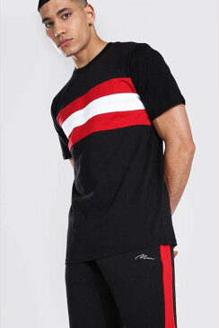 boohoo(ブーフー)ボーダー Tシャツ トップ ジョガー セットアップ 上下 ブランド トラックスーツ スウェット インポートブランド ランニング ジム スポーツ 小さいサイズ 大きいサイズあり メンズ ファッション フィットネス