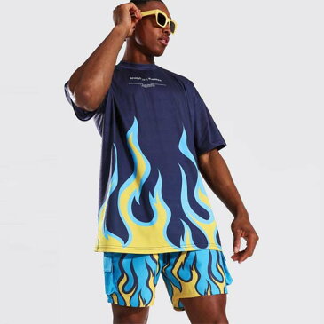 boohoo(ブーフー)柄 Tシャツ トップ ジョガー セットアップ 上下 ブランド トラックスーツ スウェット インポートブランド ランニング ジム スポーツ 小さいサイズ 大きいサイズあり メンズ ファッション フィットネス
