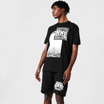 boohoo(ブーフー) プリント Tシャツ ショートパンツセット シャツ トップ パンツ セットアップ 2ピース 上下 ブランド トラックスーツ スウェット インポートブランド ランニング ジム スポーツ 小さいサイズ 大きいサイズあり メンズ ファッション