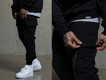 DECEPTION(ディセプション) black ジップ カーゴパンツ ジョガーパンツ スウェットパンツ 日本未入荷 インポートブランド 20代 30代 40代 ジム メンズ 男性 履きやすい お洒落 最新ブランド プレゼント 誕生日 贈答品贈物