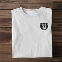 クマ ブスネコ 白黒 モノクロ 刺繍&バックプリントロゴ プリント Tシャツ 半袖 ブラック ホワイト 10代 20代 40代 30代 レディース メンズ 大き...