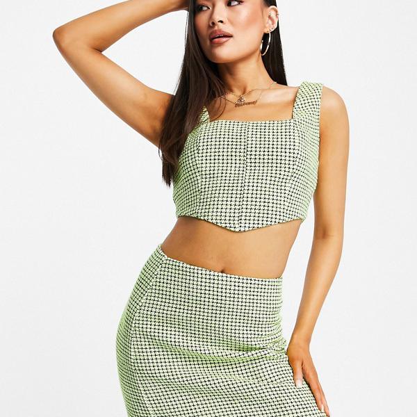 エイソス ASOS asos ASOSDESIGNブークレスーツマイクロミニスカートネオンブークレ スカート レディース 女性 インポートブランド 小さいサイズから大きいサイズまで