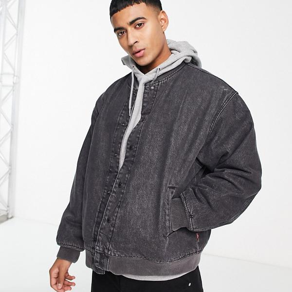 リーバイス Levi's Levi's デニム ウォッシュ バーシティ ジャケット、ブラック ウォッシュ アウター メンズ 男性 インポートブランド 小さいサイズから大きいサイズまでのサムネイル