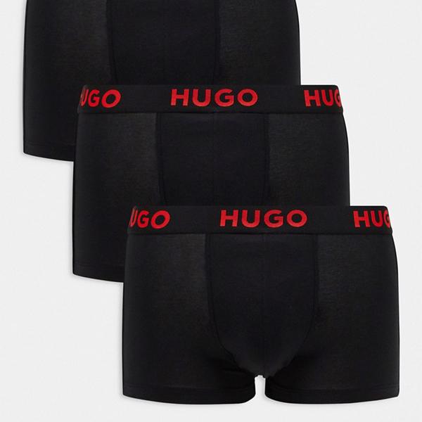 HUGO BOSS Hugo Boss 3 パック トランク、ブラック 下着 メンズ 男性 インポートブランド 小さいサイズから大きいサイズまで