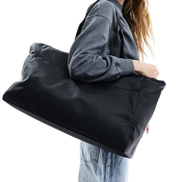 エイソス ASOS asos ASOS DESIGN ラージ ウェビング ジップ トップ トートバッグ ブラック 鞄 レディース 女性 インポートブランド