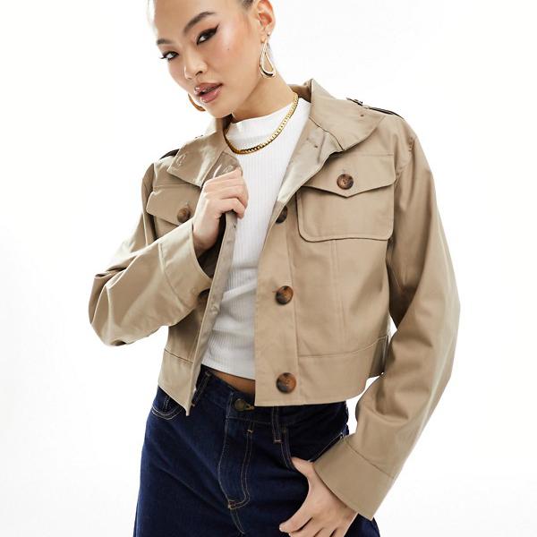 リバーアイランド リバーアイランド River Island RIVER ISLAND River Island クロップド トレンチ ジャケット、ベージュ アウター レディース 女性 インポートブランド 小さいサイズから大きいサイズまで