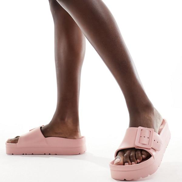 エイソス ASOS asos ASOS DESIGN Florence バックル スライダー ピンク 靴 レディース 女性 インポートブランド 小さいサイズから大きいサイズまで
