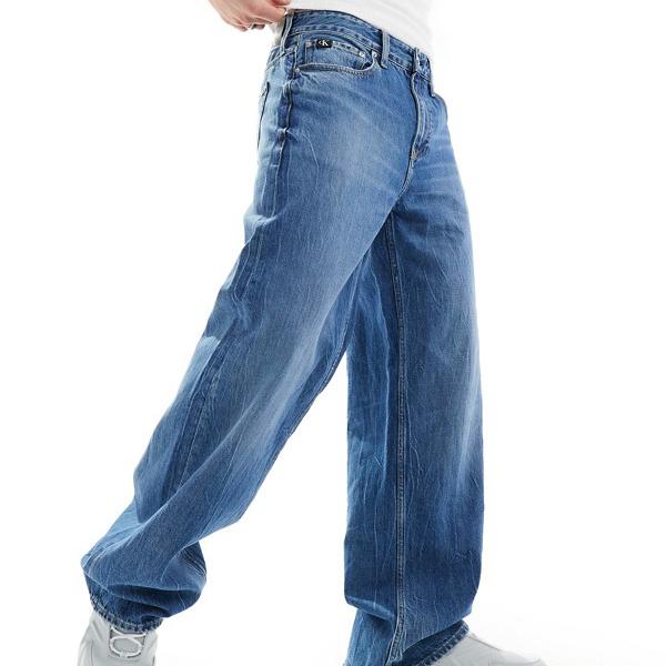 カルバン・クライン カルバンクラインジーンズ Calvin Klein Jeans Calvin Klein Jean ルーズ ストレート ジーンズ、ダークウォッシュ パンツ ボトム メンズ 男性 インポートブランド 小さいサイズから大きいサイズまで