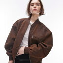 トップショップ Topshop TOPSHOP トップショップの本物のスエードのボンバージャケット（ブラウン） アウター レディース 女性 インポートブランド 小さいサイズから大きいサイズまで