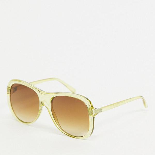 エイソス ASOS asos ASOSDESIGNリサイクルフレーム特大プラスチックアビエイターサングラスイエロー レディース 女性 インポートブランド