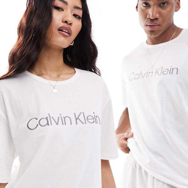 カルバンクライン Calvin Klein カルバン・クライン ピュアコットン スリープTシャツ ホワイト トップス レディース 女性 インポートブランド 小さいサイズから大きいサイズまで