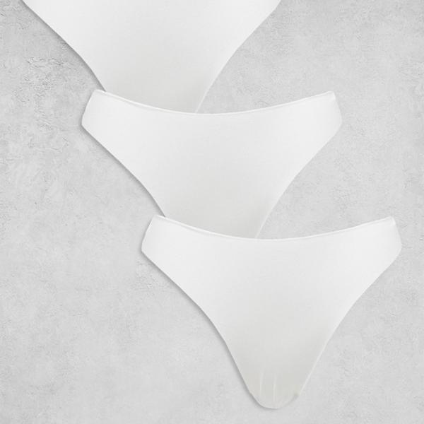 エイソス ASOS asos ASOS DESIGN 3パック VPLなし&レースTバック ホワイト 下着 レディース 女性 インポートブランド 小さいサイズから大きいサイズまで