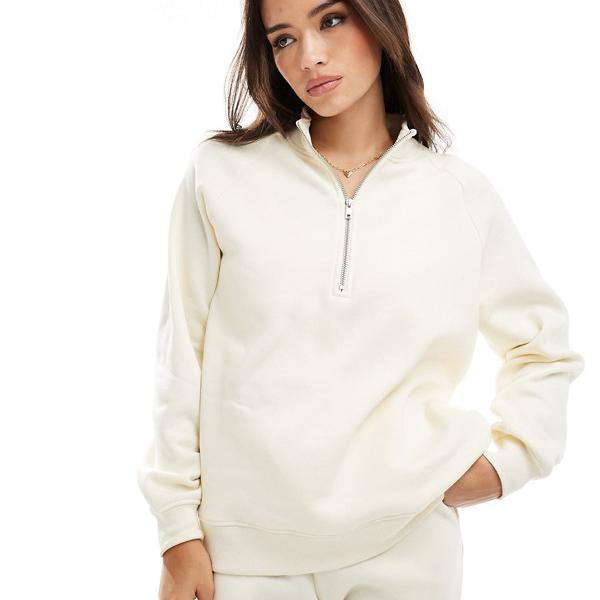 ピーシーズ Pieces ピース ハーフジップ スウェット コーデ ニュートラルベージュ トップス レディース 女性 インポートブランド 小さいサイズから大きいサイズまで