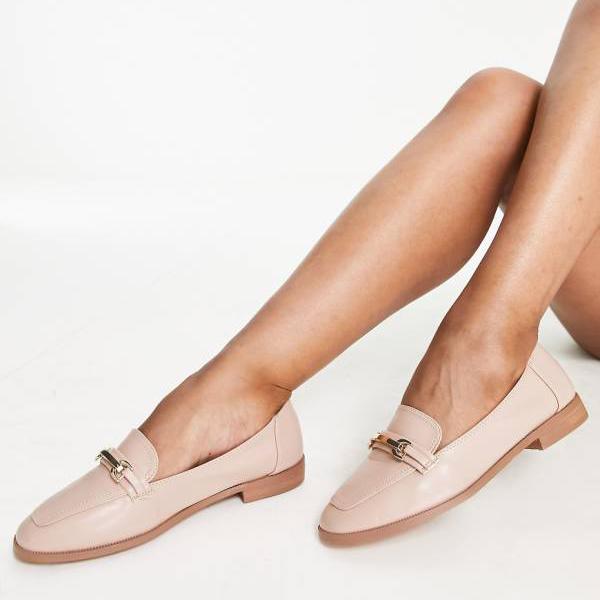 エイソス ASOS asos ASOS DESIGN ワイドフィット ベリティ ローファー フラットシューズ トリム付き ブラッシュ 靴 レディース 女性 インポートブランド 小さいサイズから大きいサイズまで