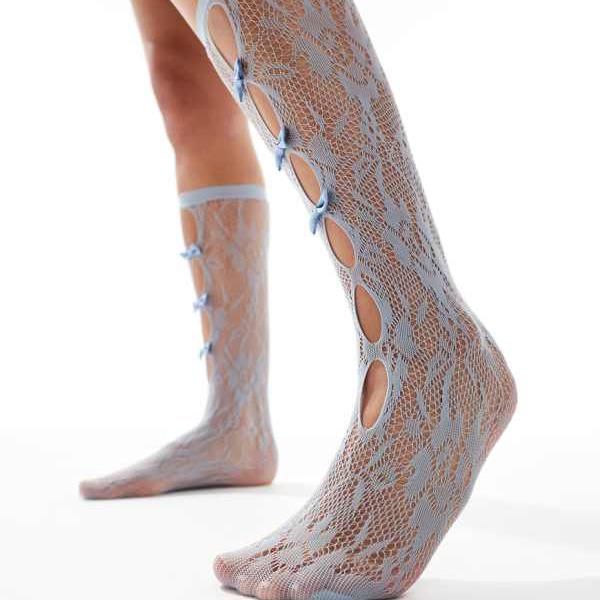 グラマラス Glamorous 魅力的なリボンフロントのポインテールソックス（ブルー） 靴下 レディース 女性 インポートブランド 小さいサイズから大きいサイズまで