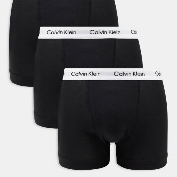 カルバンクライン Calvin Klein カルバン・クライン コットン ストレッチ 3パック トランクス ブラック 下着 メンズ 男性 インポートブランド 小さいサイズから大きいサイズまで