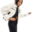 ミスセルフリッジ Miss Selfridge ミスセルフリッジ ボルグ コントラスト トラッカージャケット クリーム色 帽子 レディース 女性 インポートブラ...