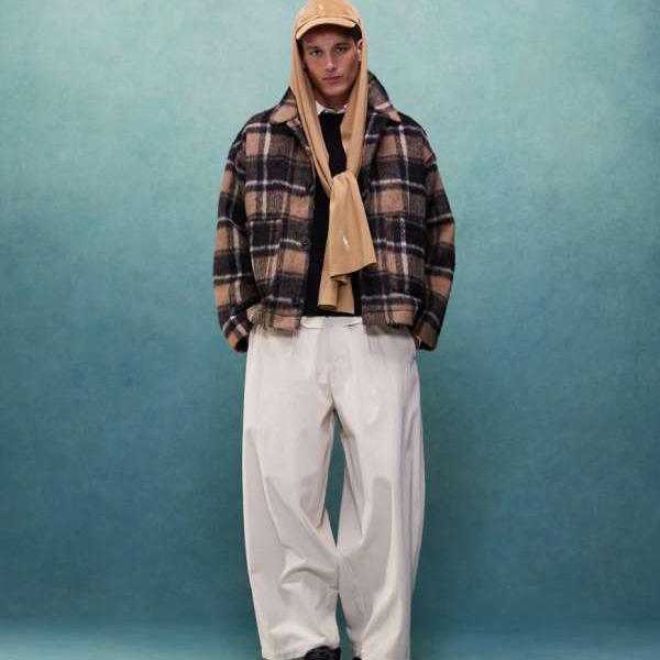 エイソス ASOS asos ASOS DESIGN オーバーサイズ ウール チェック ワーカー ジャケット (ブラウン) アウター メンズ 男性 インポートブランド 小さいサイズから大きいサイズまで