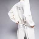 ジューシークチュール Juicy Couture ASOS限定のジューシークチュール ベロア オーバーサイズ クロップド ジップスルー パーカー ホワイト トッ...