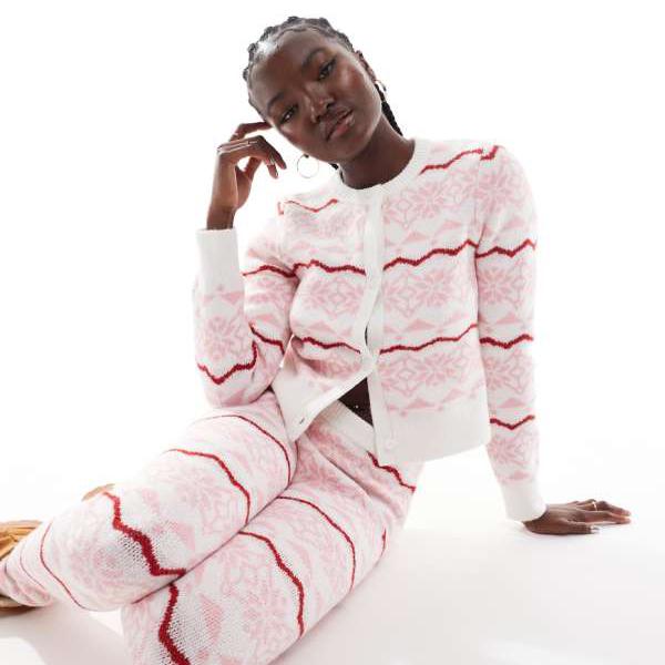 エイソス ASOS asos ASOS DESIGN フェアアイル クルーネック クロップ カーディガン コーデ トップス レディース 女性 インポートブランド 小さいサイズから大きいサイズまで