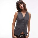 トップショップ Topshop TOPSHOP トップショップのハイネックボタン付きウエストコート(グレーチェック) トップス レディース 女性 インポートブランド 小さいサイズから大きいサイズまで(4)