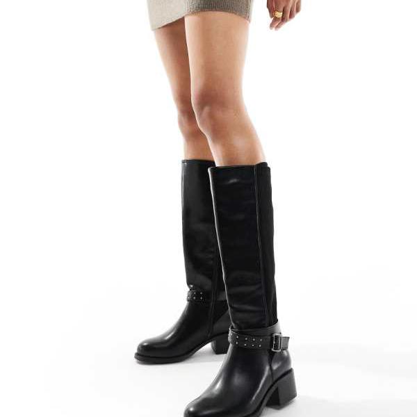 ユアーズ Yours あなたのブロックヒールバックルバイカーブーツ（ブラック） 靴 レディース 女性 インポートブランド 小さいサイズから大きいサイズまで