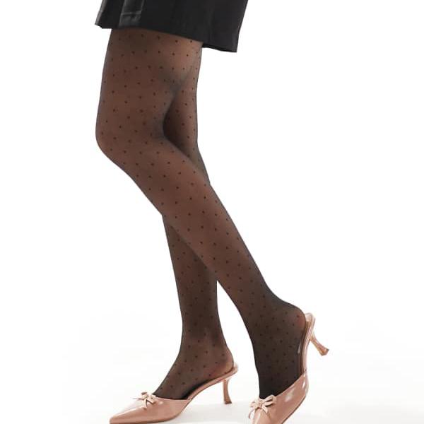 ニュールック New Look ニュールックの水玉模様タイツ（黒） アクセサリー レディース 女性 インポートブランド 小さいサイズから大きいサイズまで