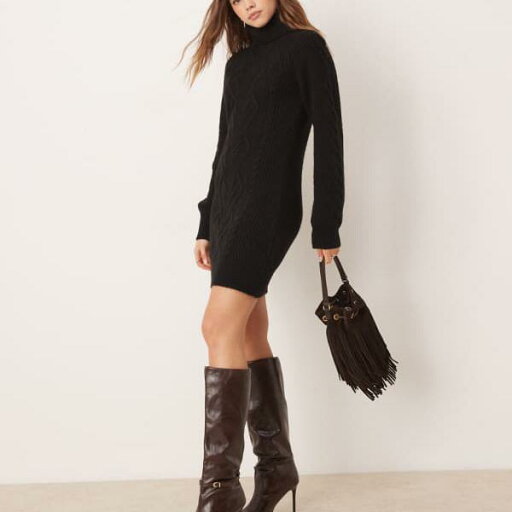 プリティーラビッシュ Pretty Lavish Pretty Lavish ロールネック ケーブルニット ミニドレス (ブラック) ワンピース レディース 女性 インポートブランド 小さいサイズから大きいサイズまで プリティーラビッシュ Pretty Lavish Pretty Lavish ロールネック ケーブルニット ミニドレス (ブラック) ワンピース レディース 女性 インポートブランド 小さいサイズから大きいサイズまで
