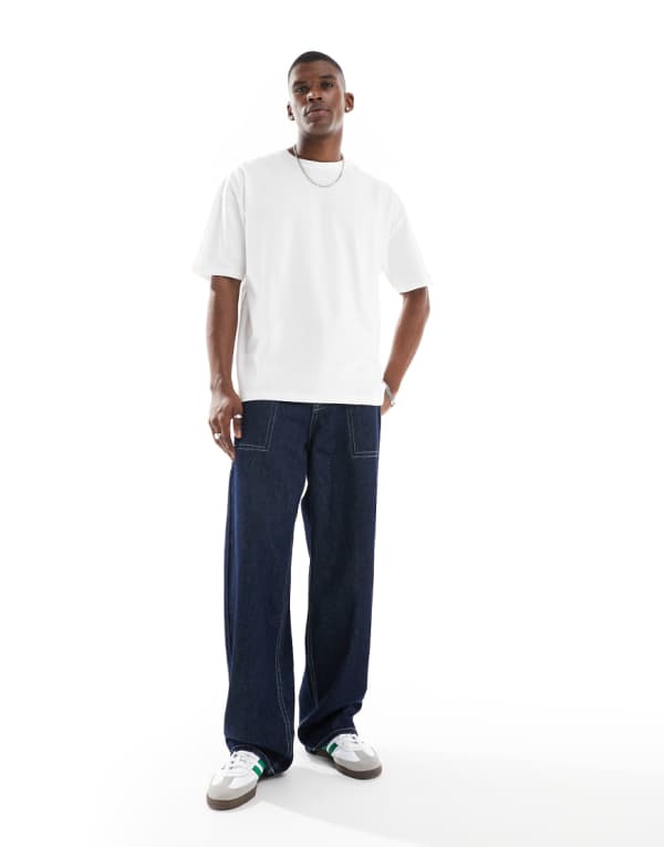 エイソス ASOS asos ASOS DESIGN エッセンシャル 2 パック オーバーサイズ T シャツ ホワイト トップス メンズ 男性 インポートブランド 小さいサイズから大きいサイズまで