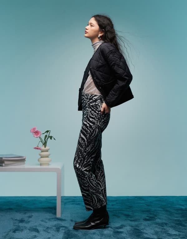 BIMBA Y LOLA ストレートレッグジーンズ アイボリーゼブラプリント ボトム レディース 女性 インポートブランド 小さいサイズから大きいサイズまで