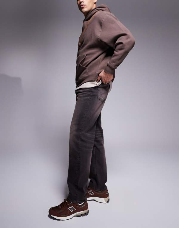 エイソス ASOS asos ASOS DESIGN ストレートレッグジーンズ ウォッシュドブラック パンツ ボトム メンズ 男性 インポートブランド 小さいサイズから大きいサイズまで