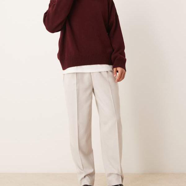 エイソス ASOS asos ASOS DESIGN スマートなオーバーサイズ テーパード パンツ (ストーン マイクロ テクスチャ) パンツ ボトム メンズ 男性 インポートブランド 小さいサイズから大きいサイズまで