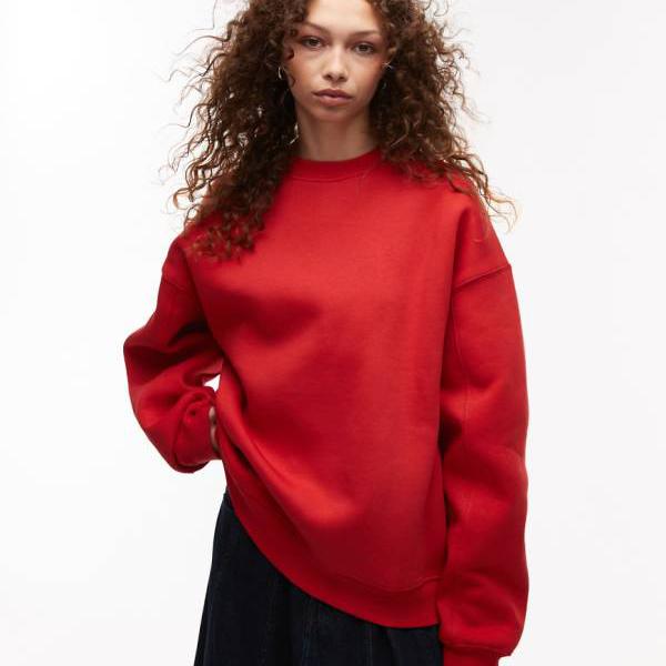 トップショップ Topshop TOPSHOP トップショップ プレミアム シーム ディテール スウェット (レッド) トップス レディース 女性 インポートブランド 小さいサイズから大きいサイズまで