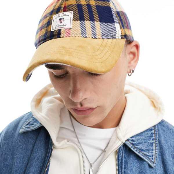 ガント Gant GANT チェック キャップ、ロゴ入り、ベージュ 帽子 メンズ 男性 インポートブランド