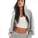 エイソス ASOS asos ASOS DESIGN コーデ ワッフル ジップ スルー パーカー グレー マール トップス レディース 女性 インポートブランド...