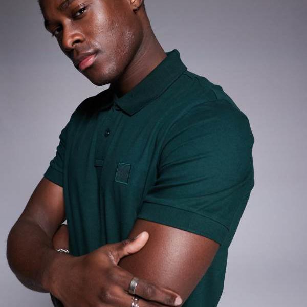 BOSS オレンジ パッセンジャー トーナル ロゴ ピケ ポロ スリムフィット ダークグリーン トップス メンズ 男性 インポートブランド 小さいサイズから大きいサイズまで