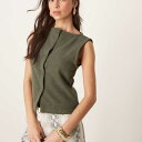 エイソス ASOS asos ASOS DESIGN 起毛ウエストコート(カーキ) トップス レディース 女性 インポートブランド 小さいサイズから大きいサイズまで(4)