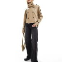 エイソス ASOS asos ASOS DESIGN ファネルネック レザー風 ショートトレンチコート ストーン パンツ ボトム レディース 女性 インポートブ...