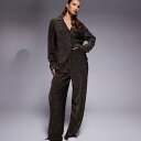エイソス ASOS asos ASOS DESIGN ブロンズのグリッターシャツとパンツラウンジセット 部屋着 レディース 女性 インポートブランド 小さいサイ...