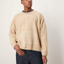 エイソス ASOS asos ASOS DESIGN オートミールマールのスーパーオーバーサイズボックスフィットニットクルーネックジャンパー トップス メンズ 男性 インポートブランド 小さいサイズから大きいサイズまで(4)