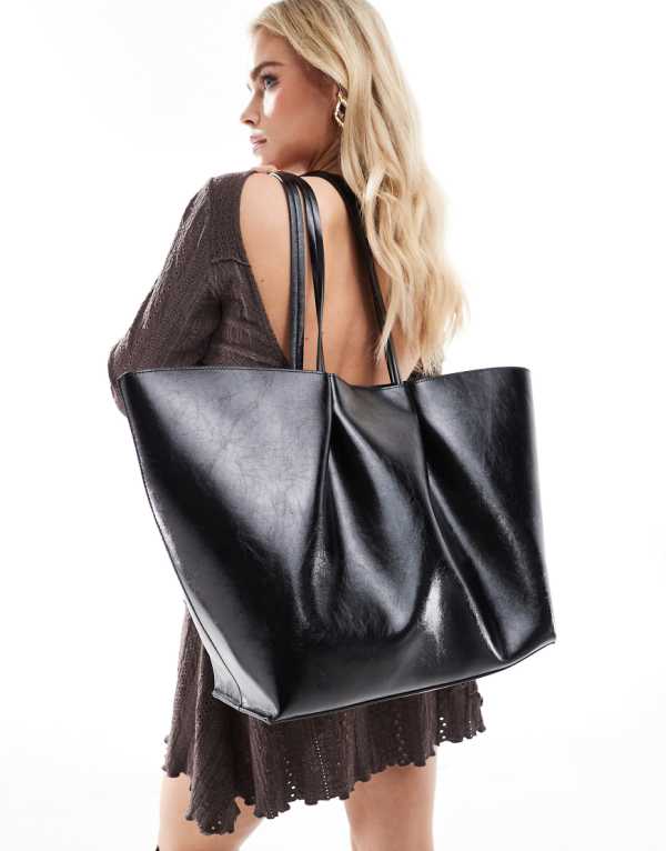 ストラディヴァリウス Stradivarius ストラディバリウス PU ショッパーバッグ（ブラック） 鞄 レディース 女性 インポートブランド