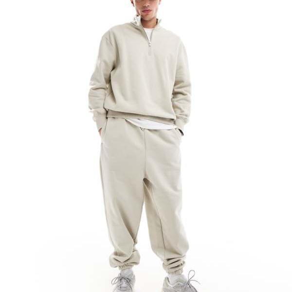 エイソス ASOS asos ASOS DESIGN プレミアムヘビーウェイトオーバーサイズジョガー 400gsm ベージュ パンツ ボトム メンズ 男性 インポートブランド 小さいサイズから大きいサイズまで