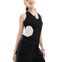 4th & Reckless クロシェパネル ホルターネック ローバック ビーチトップ コーデ ブラック レディース 女性 インポートブランド 小さいサイズから大きいサイズまで(4)