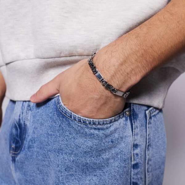エイソス ASOS asos ASOS DESIGN 防水ステンレススチール スクエアリンクチェーンブレスレット シルバートーン アクセサリー メンズ 男性 インポートブランド