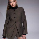 リバーアイランド River Island RIVER ISLAND リバーアイランドのスクープネックブレザーコーデ(ブラウン) アウター レディース 女性 インポートブランド 小さいサイズから大きいサイズまで