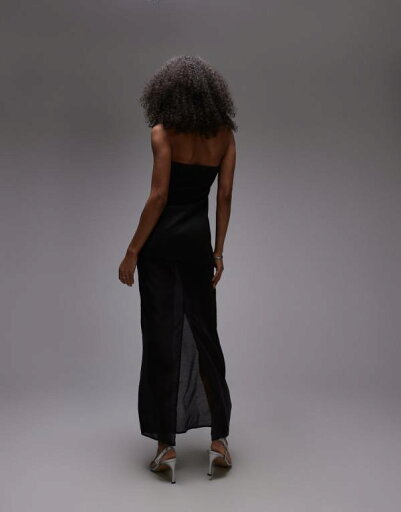 SNDYS バンドゥ ストラクチャード ハーフ シアー マキシ ドレス (ブラック) ワンピース レディース 女性 インポートブランド 小さいサイズから大きいサイズまで