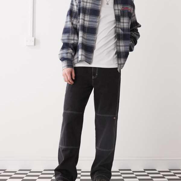 ディッキーズ Dickies ディッキーズ ダブルニー バギーデニムジーンズ ウォッシュドブラック パンツ ボトム メンズ 男性 インポートブランド 小さいサイズから大きいサイズまで