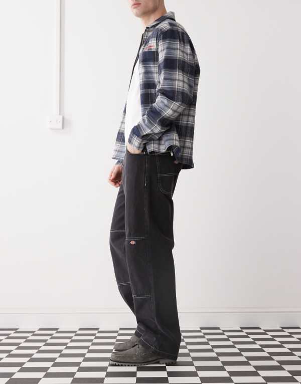 ディッキーズ Dickies ディッキーズ ダブルニー バギーデニムジーンズ ウォッシュドブラック パンツ ボトム メンズ 男性 インポートブランド 小さいサイズから大きいサイズまで