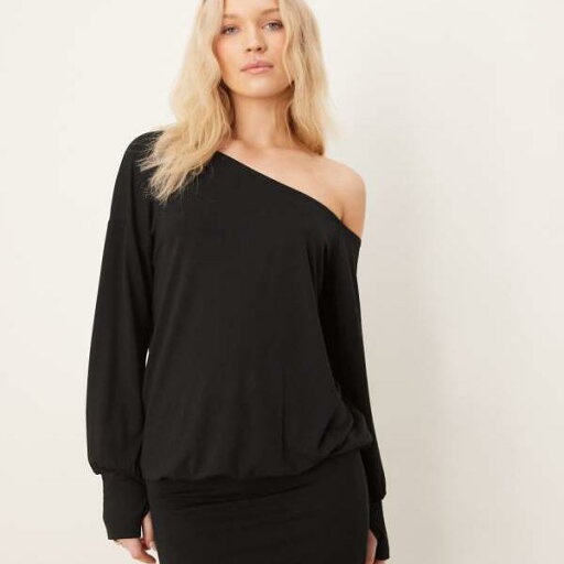 エイソス ASOS asos ASOS DESIGN サムホールとアシンメトリーネックラインのスラウチミニドレス(ブラック) ワンピース レディース 女性 インポートブランド 小さいサイズから大きいサイズまで エイソス ASOS asos ASOS DESIGN サムホールとアシンメトリーネックラインのスラウチミニドレス(ブラック) ワンピース レディース 女性 インポートブランド 小さいサイズから大きいサイズまで
